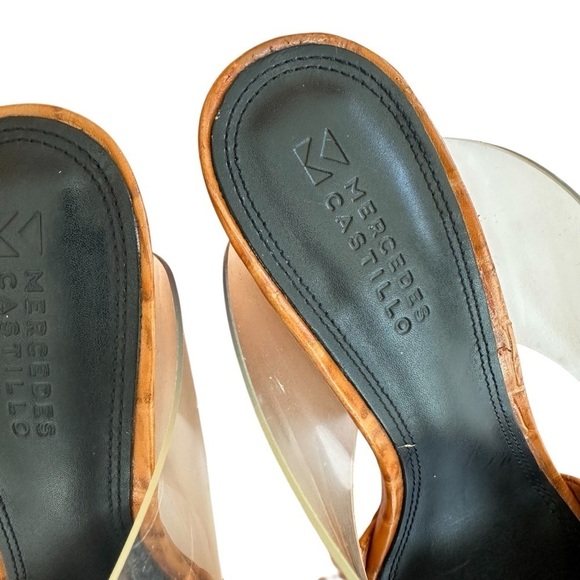 Mercedes Castillo Mildred PVC & Croc-Embossed Leather Tan and Brown Mules, 7.5 - Picture 10 of 15